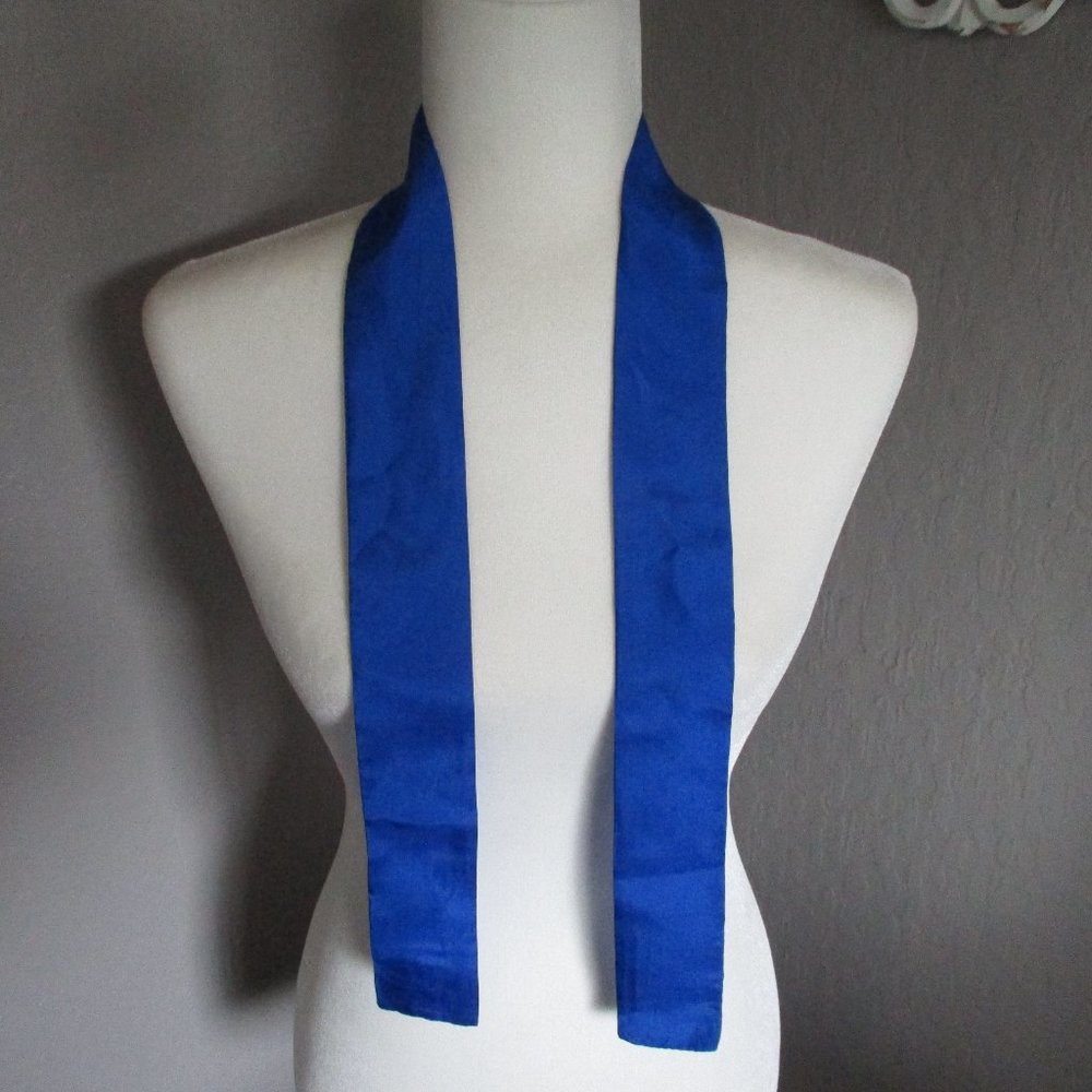Blue 1980s silk skinny scarf/tie